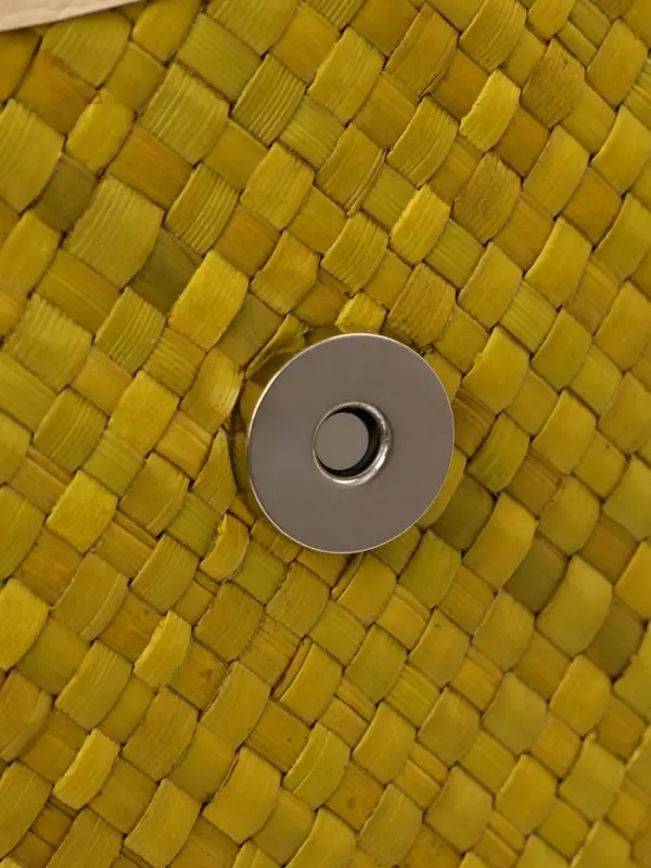 Сумка плетёная на застёжке из пандана, 35&times;12&times;40 см, жёлтая