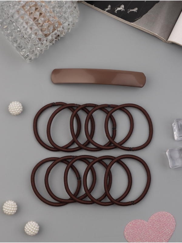 Набор для волос «Лилит» (10 резинок 6,5см, заколка-автомат 9 см) коричневый Набор для волос «Лилит» (10 резинок 6,5см, заколка-автомат 9 см) коричневый