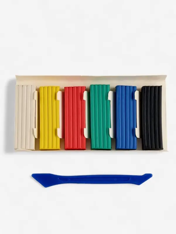 Восковой пластилин в коробке со стеком, 6 цв 120 г