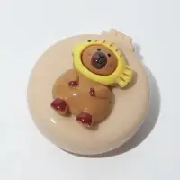 Расчёска массажная &laquo;Капибара&raquo;, складная, с зеркалом, d=6.5 см, бежевая