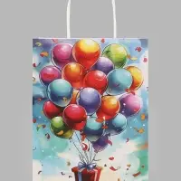 Пакет подарочный крафт &laquo;Воздушные шарики&raquo;, 18&times;25&times;8 см