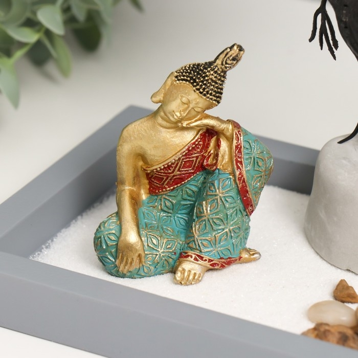 Сад камней Дзен  Сад камней Дзен "Будда в саду - медитация у дерева" песок+аромапалочки+свеча 32,3х13х23,5 см