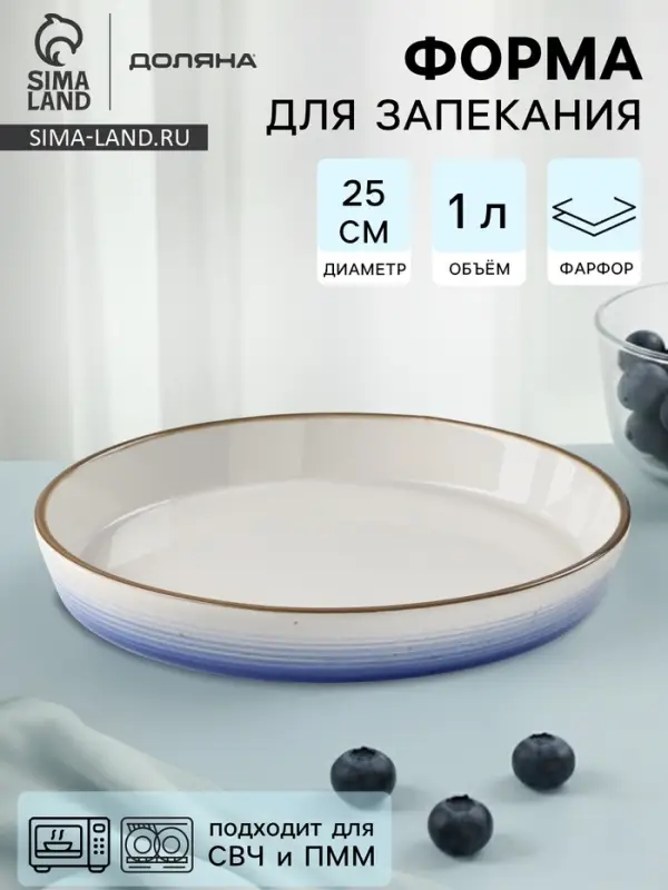 Форма для запекания Доляна &laquo;Космос&raquo;, 1 л, d=25 см, фарфор, белая