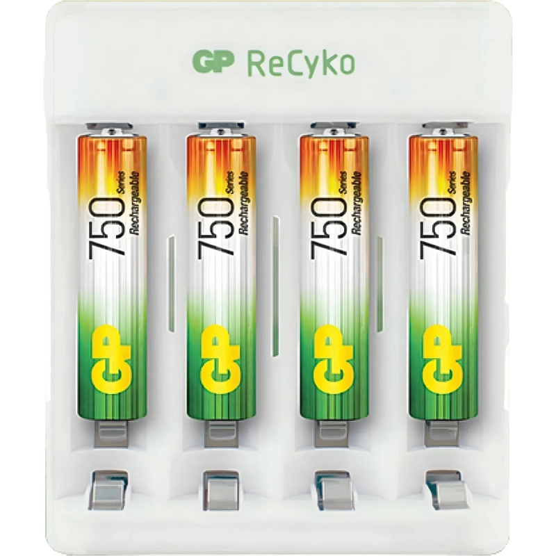 Зарядное устройство GP E411/75AAAHCCS-2CR1, 4 слота + 4 акк. 750 mAh