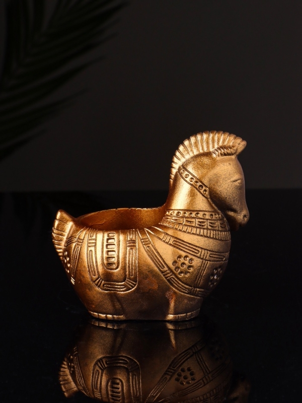 Кашпо Кашпо "Лошадка с орнаментом" 8х9х6 см, бронза