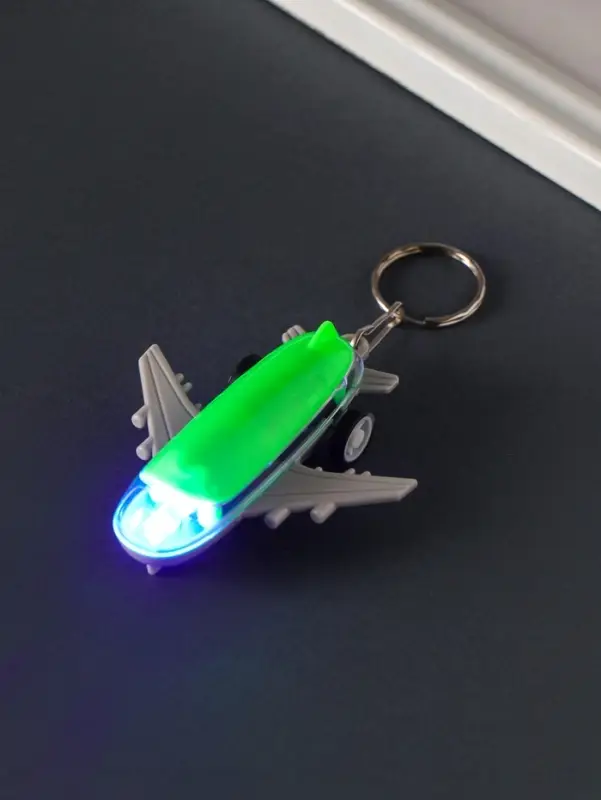 Брелок световой на кольце "Самолёт" мигает МИКС иннерционный 7х6х1,8 см