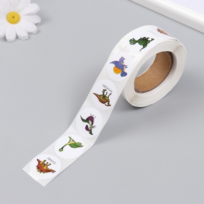 Наклейка бумага Наклейка бумага "Дино парк" d=2,5 см 500 шт в рулоне