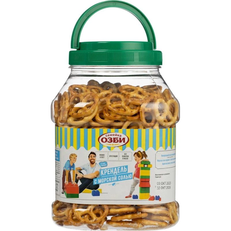 Крендельки Семейка Озби с морской солью банка 450г