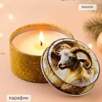 Свеча ароматическая, в железной банке &laquo;С Новым годом&raquo;, ваниль, d=4.8 см