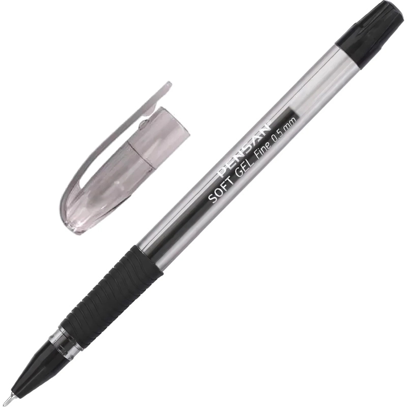 Ручка гелевая неавтомат. PENSAN SOFT GEL FINE 0,5чер,манж2400/12-2420