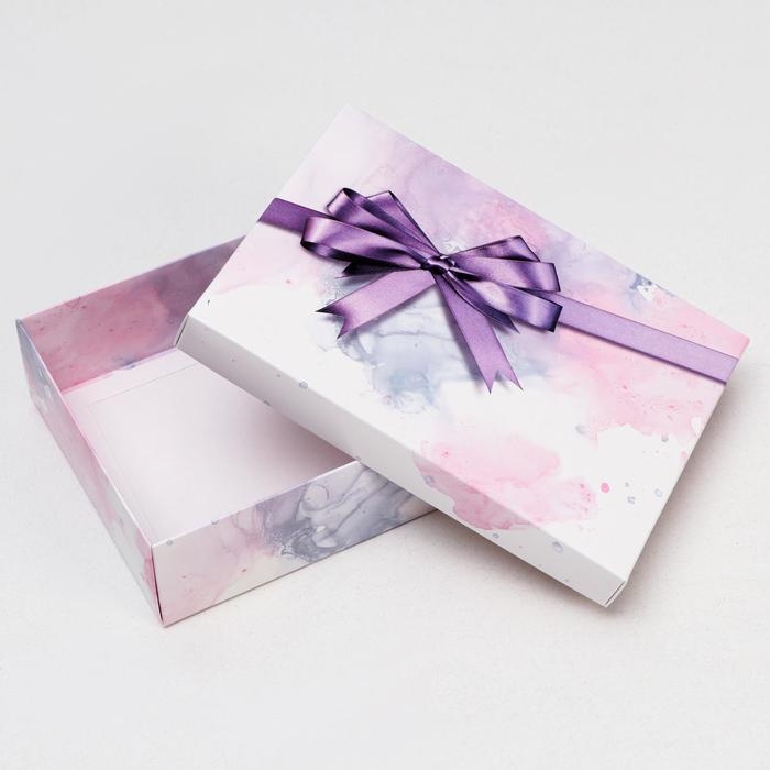 Коробка подарочная «Бант», сиреневая, 21 х 15 х 5 см Коробка подарочная «Бант», сиреневая, 21 х 15 х 5 см