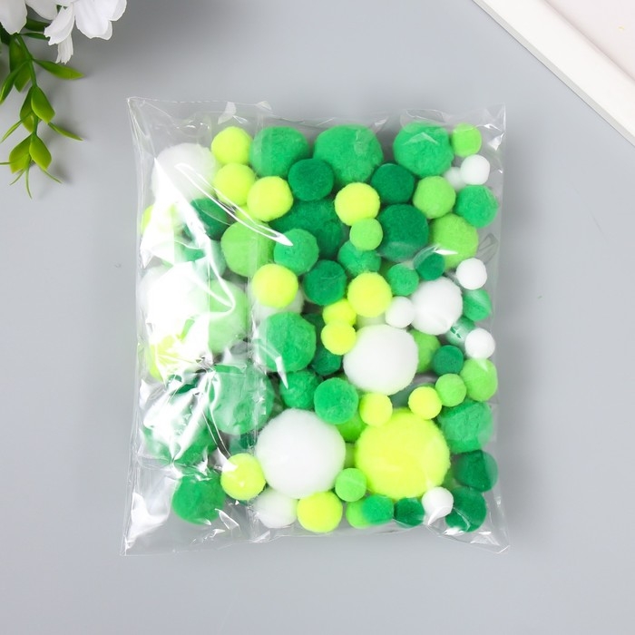 Декор для творчества Декор для творчества "Помпончики. Зелёный мыс" d=1-3 см набор 135 шт
