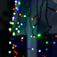 Гирлянда &laquo;Бахрома&raquo; 3&times;0.6 м, IP44, УМС, тёмная нить, 160 LED, свечение мульти, 220 В