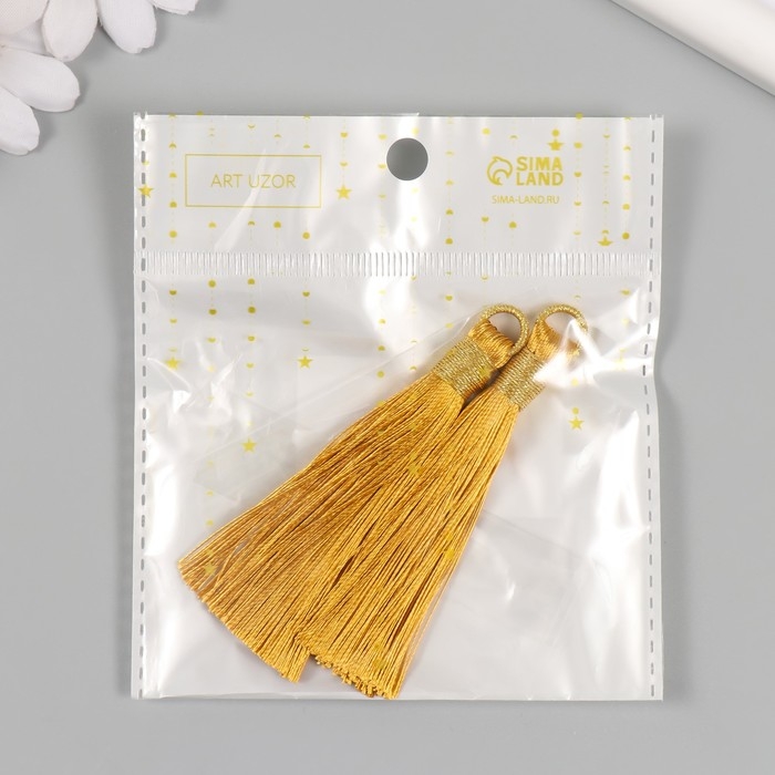 Декор для творчества текстиль Декор для творчества текстиль "Кисть. Оливия" охра набор 2 шт 8х1,2 см