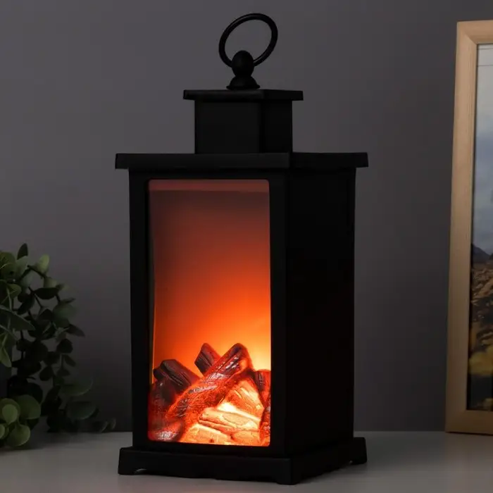 Ночник RISALUX &laquo;Камин&raquo;, LED, 13&times;13&times;30 см, чёрный