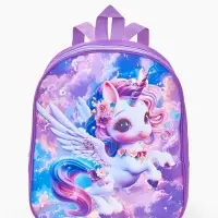 Рюкзак детский 27*10*30, отд на молнии, единорог сиреневый