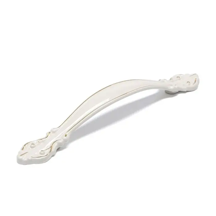 Ручка-скоба мебельная ТУНДРА LIGHT, м/о 96 мм, белая, с золотой вставкой Ручка-скоба мебельная ТУНДРА LIGHT, м/о 96 мм, белая, с золотой вставкой