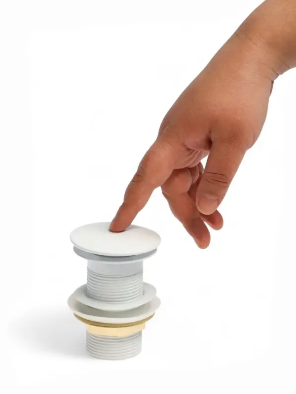 Донный клапан ZEIN engr, большая кнопка, без перелива, нержавеющая сталь, белый