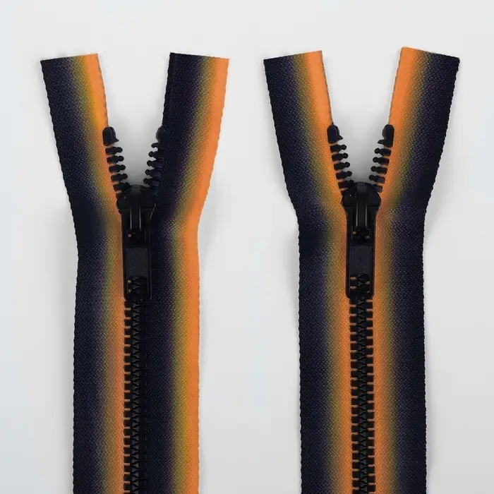 Молния «Трактор», №5, разъёмная, замок автомат, 35 см, оранжевая, чёрная