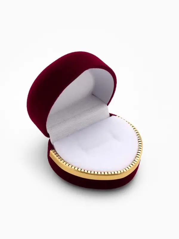 Футляр под кольцо, серьги &laquo;Сердце&raquo;, бархатный, 4&times;5 см, бордовый с золотом