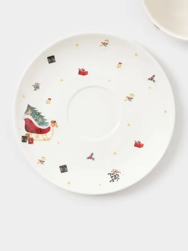 Чайная пара новогодняя «Щелкунчик», 2 предмета: чашка 210 мл, блюдце d=15 см, фарфор, белая Чайная пара новогодняя «Щелкунчик», 2 предмета: чашка 210 мл, блюдце d=15 см, фарфор, белая