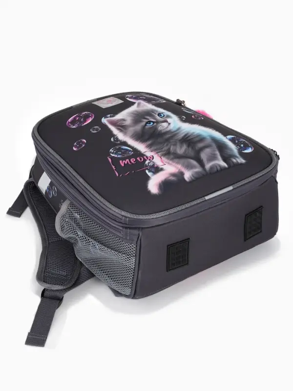 Рюкзак школьный для девочки &laquo;Пузырики&raquo;, Stavia, эргономичная спинка, 30&times;16&times;38 см, серый