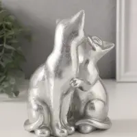 Фигурка полистоун &laquo;Кот с кошкой. Поцелуй&raquo;, серебро, 12&times;7.5&times;16 см