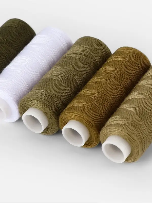 Нитки, 40/2, 183 м, набор 5 шт., хаки, зелёные