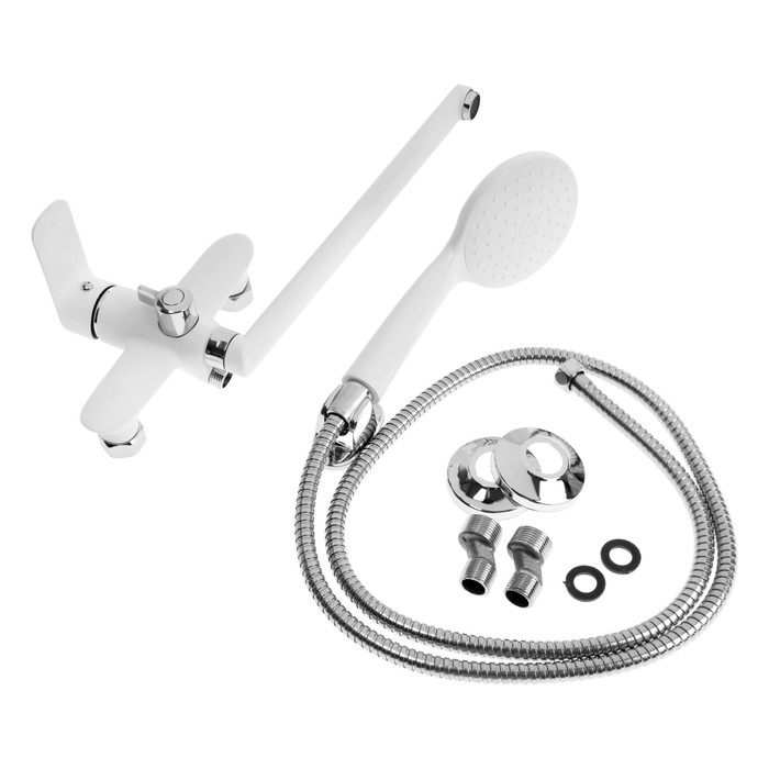 Смеситель для ванны ZEIN Z3415, картридж 35 мм, с душевым набором, цинк, белый/хром Смеситель для ванны ZEIN Z3415, картридж 35 мм, с душевым набором, цинк, белый/хром