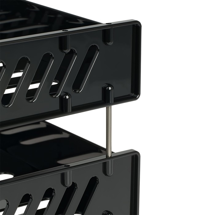 Набор лотков для бумаг горизонтальный Стамм "Сити", набор 2 штуки, на металлических стержнях, чёрный