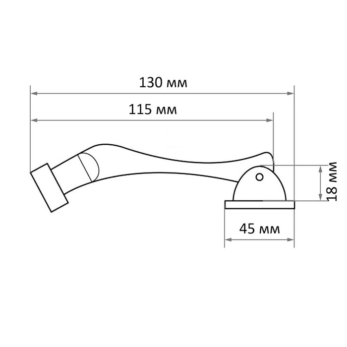 Фиксатор дверной Фиксатор дверной "АЛЛЮР" КН-130 WW, "козья ножка", белый