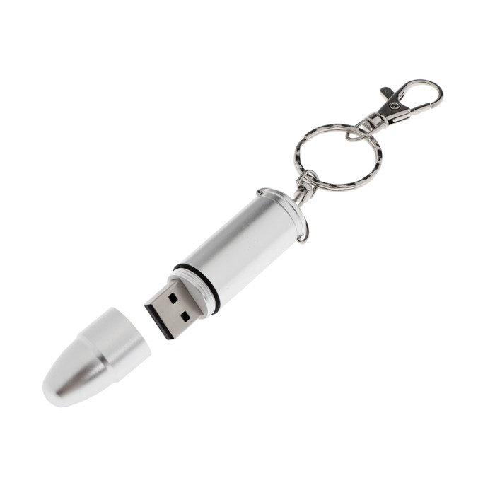 Флешка E 297 S  Флешка E 297 S "пуля", 16 ГБ, USB2.0, чт до 25 Мб/с, зап до 15 Мб/с, серебристая
