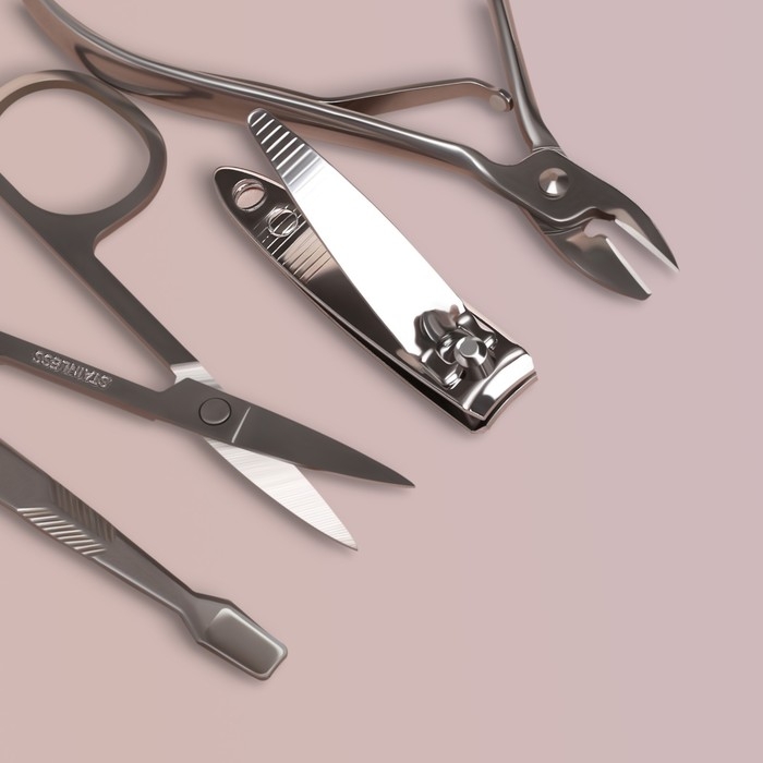 Набор маникюрный, 8 предметов, в футляре, цвет МИКС Набор маникюрный, 8 предметов, в футляре, цвет МИКС