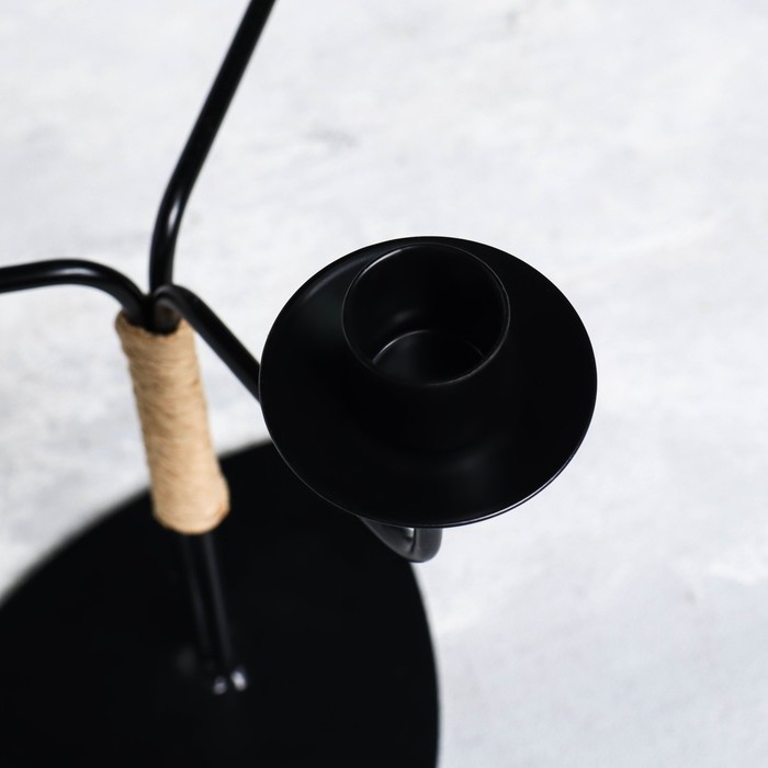 Подсвечник металл на 3 свечи Подсвечник металл на 3 свечи "Шандал", 26,2х20,5 см, чёрный муар