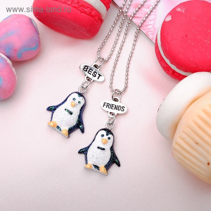 Кулоны неразлучники «Выбражулька» пингвинчики, 2 цепочки 45 см, цвет чёрно-белый Кулоны неразлучники «Выбражулька» пингвинчики, 2 цепочки 45 см, цвет чёрно-белый