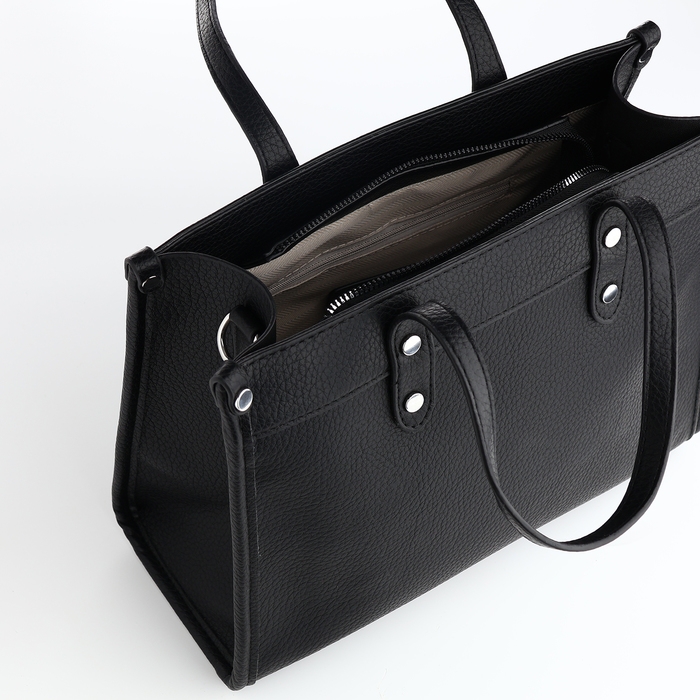 Сумка женская на молнии, TEXTURA, средний размер, цвет чёрный Сумка женская на молнии, TEXTURA, средний размер, цвет чёрный