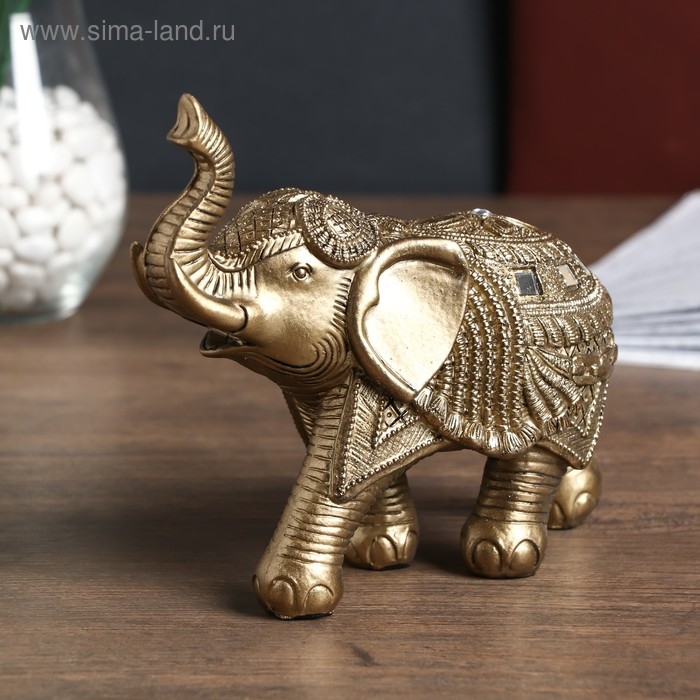 Сувенир полистоун Сувенир полистоун "Бронзовый слон в попоне с кисточками и зеркалами" 16х8,5х20 см