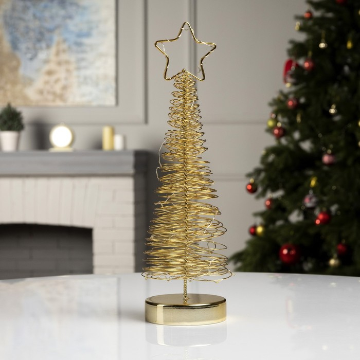 Светодиодная фигура «Ёлка плетёная» 10 × 38 × 10 см, металл, батарейки АААх3 (не в комплекте), свечение тёплое белое Светодиодная фигура «Ёлка плетёная» 10 × 38 × 10 см, металл, батарейки АААх3 (не в комплекте), свечение тёплое белое