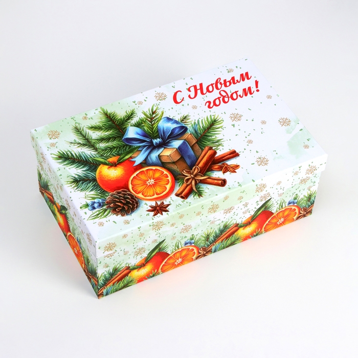 Набор подарочных новогодних коробок 10 в 1 Набор подарочных новогодних коробок 10 в 1 "Мандариновое счастье", 32,5 х 20 х 12,5 - 12 х 7 х 4 см. Новый год