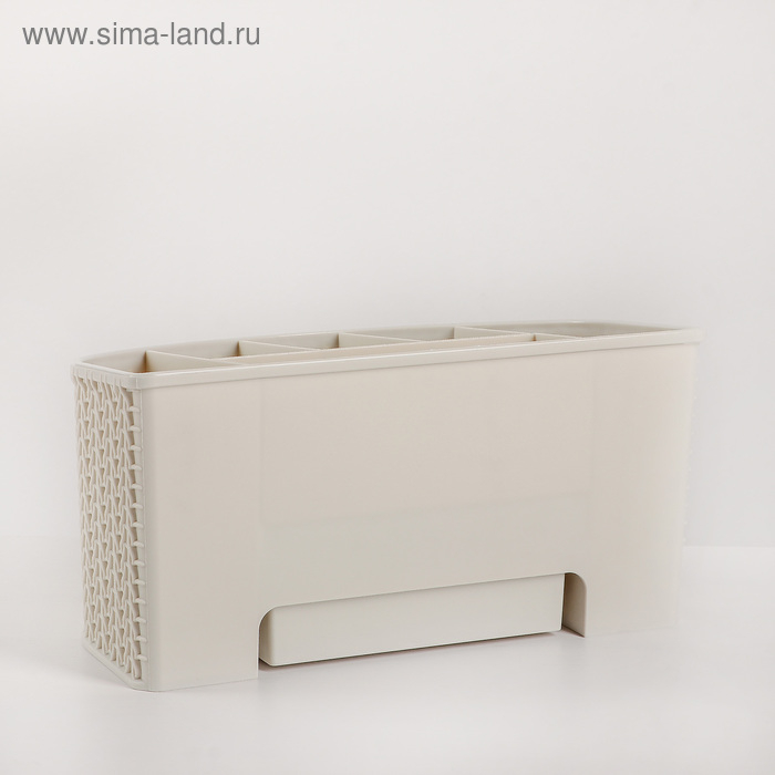 Органайзер «Вязание», с ящиком, цвет белый ротанг Органайзер «Вязание», с ящиком, цвет белый ротанг