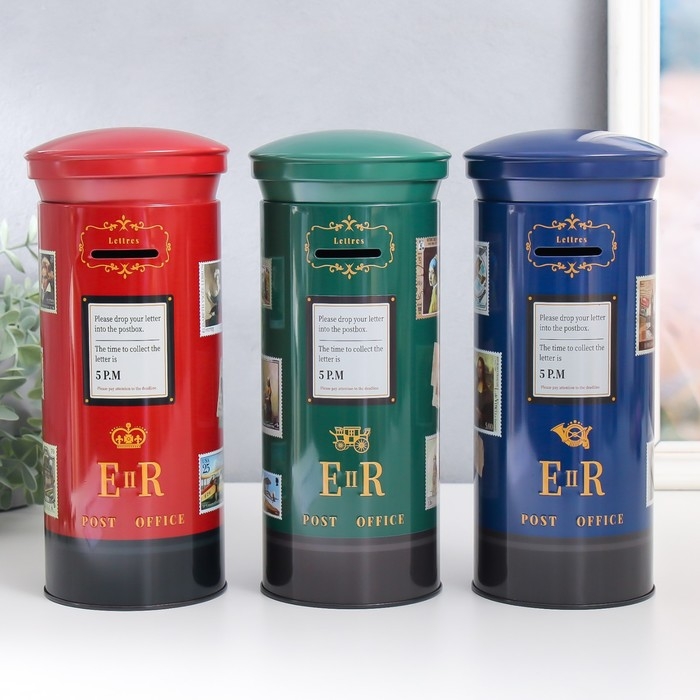 Копилка металл Копилка металл "Почтовый ящик. Марки" МИКС 11х11х20 см