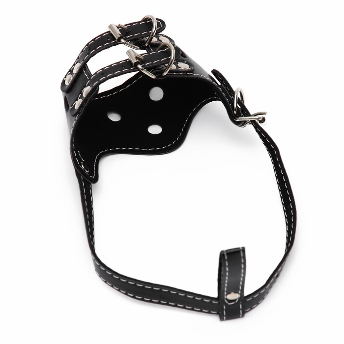 Намордник из прессованной кожи регулируемый, №2, ДН 5 см, ОМ 15-22 см, чёрный Намордник из прессованной кожи регулируемый, №2, ДН 5 см, ОМ 15-22 см, чёрный