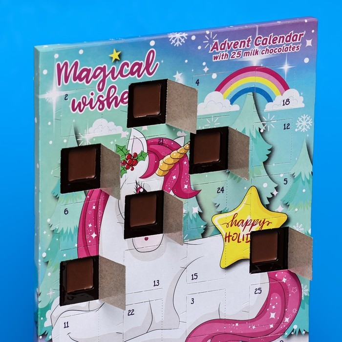 Новый год. Адвент-календарь ChokoTime Новый год. Адвент-календарь ChokoTime " Волшебные пожелания единорога", 65 г