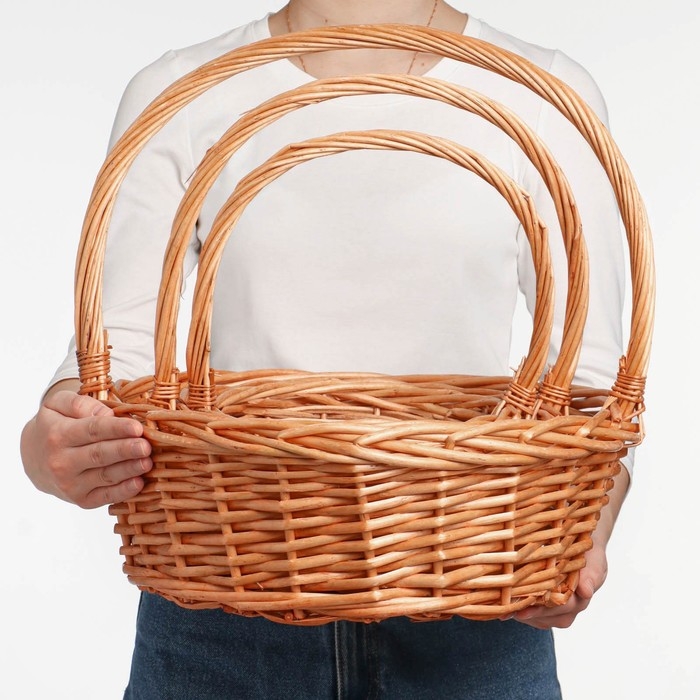 Набор корзин, 3 шт, 39×14/40 см, 30×12/35 см, 25×10/30 см, ива Набор корзин, 3 шт, 39×14/40 см, 30×12/35 см, 25×10/30 см, ива