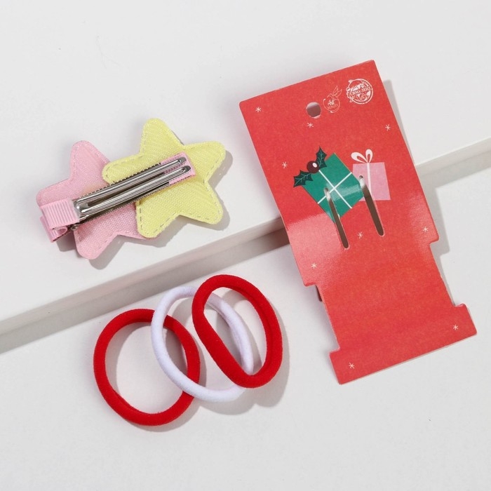 Резинки и заколка для волос новогодние «Ты чудо» на Новый год, набор 6 шт, d = 4 см Резинки и заколка для волос новогодние «Ты чудо» на Новый год, набор 6 шт, d = 4 см