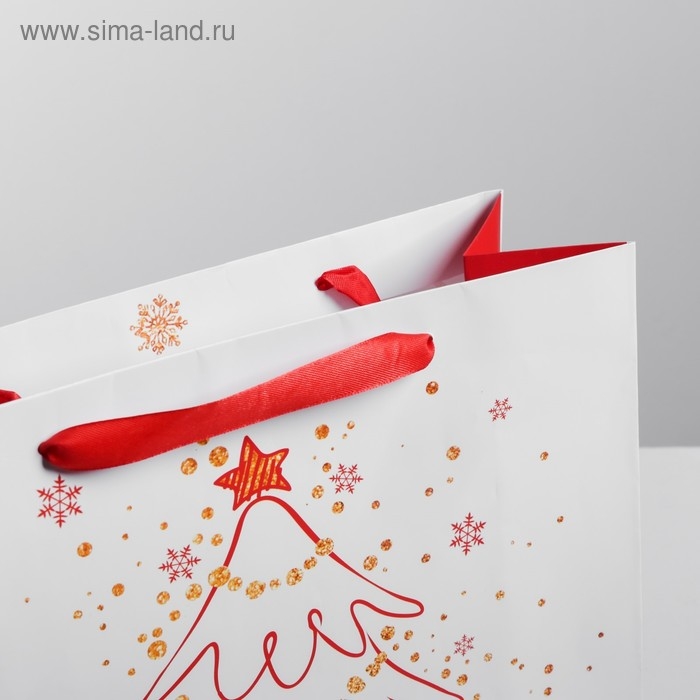 Пакет подарочный новогодний ламинированный квадратный «Снежного Нового года!», 30 х 30 х 12см, Новый год Пакет подарочный новогодний ламинированный квадратный «Снежного Нового года!», 30 х 30 х 12см, Новый год