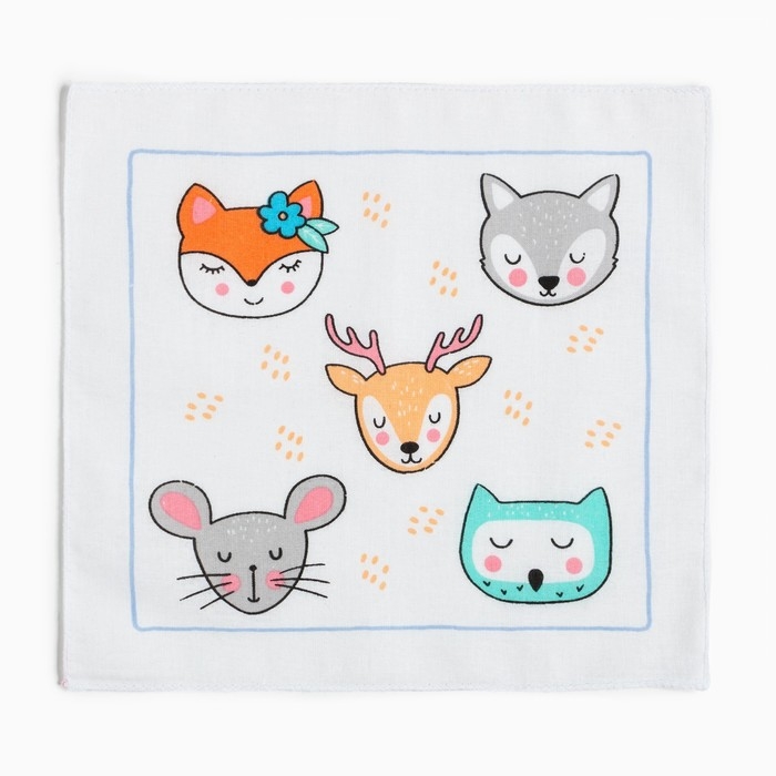 Набор носовых платков Крошка Я Набор носовых платков Крошка Я "Зверята" 21*21 см-12 шт, цв. МИКС, 100% хл