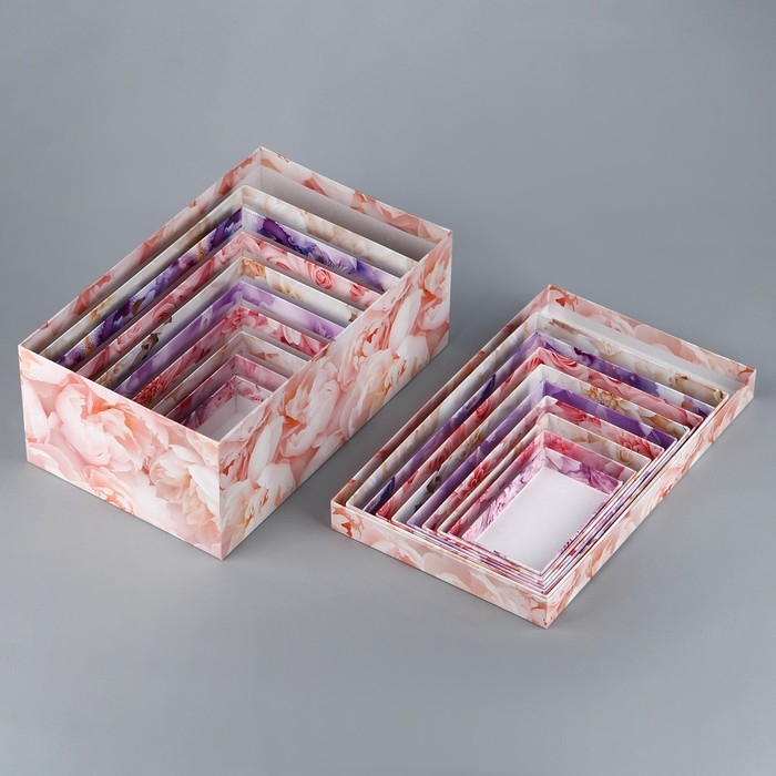 Набор коробок 10 в 1, упаковка подарочная, «Цветы», 12 х 7 х 4 - 32.5 х 20 х 12.5 см Набор коробок 10 в 1, упаковка подарочная, «Цветы», 12 х 7 х 4 - 32.5 х 20 х 12.5 см