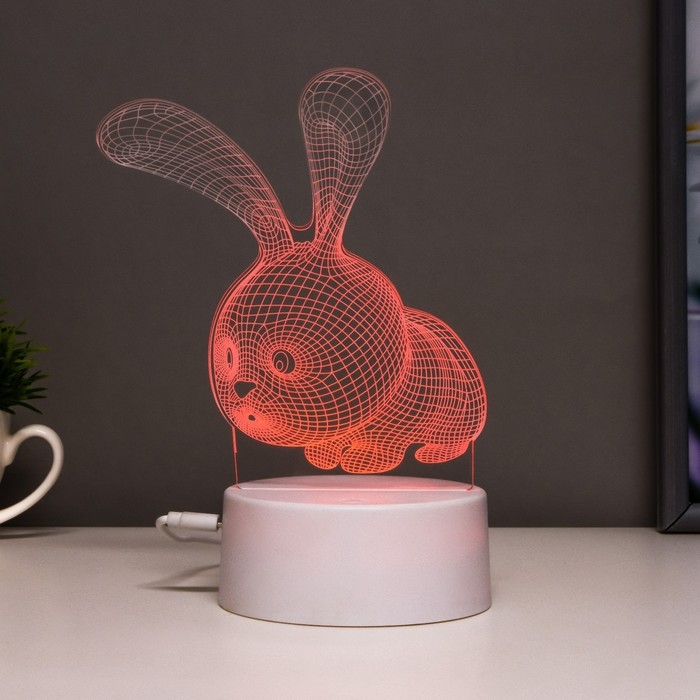 Светильник сенсорный  Светильник сенсорный "Кролик" LED 7 цветов USB/от батареек белый
