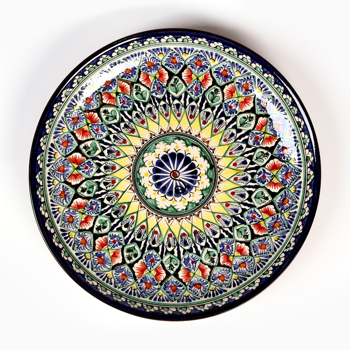 Ляган Риштанская Керамика "Узоры", 31 см, синий